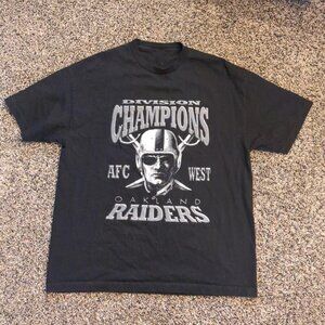 Vintage 2000 Oakland Raiders Playoffs T-Shirt Retro NFL Graphic Tee Black Gildan